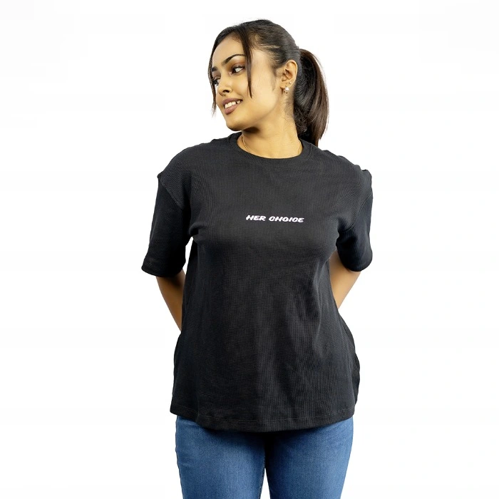 Signature Womens Oversized Black Crew Neck T Shirt